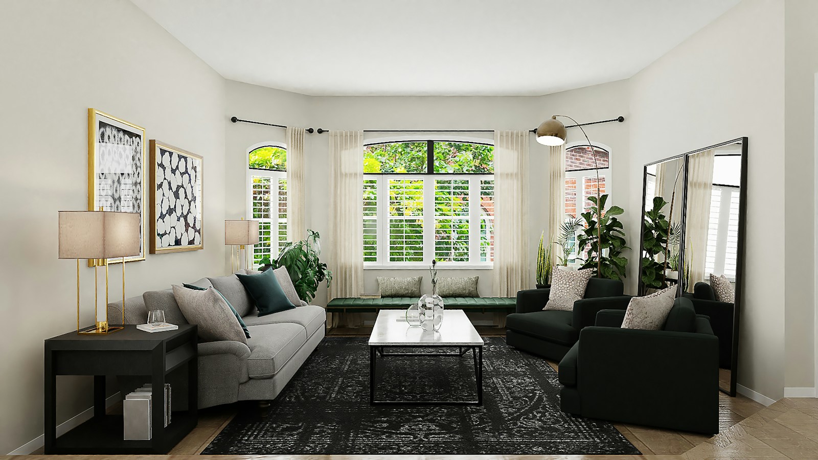 A bright, carefully arranged modern living room